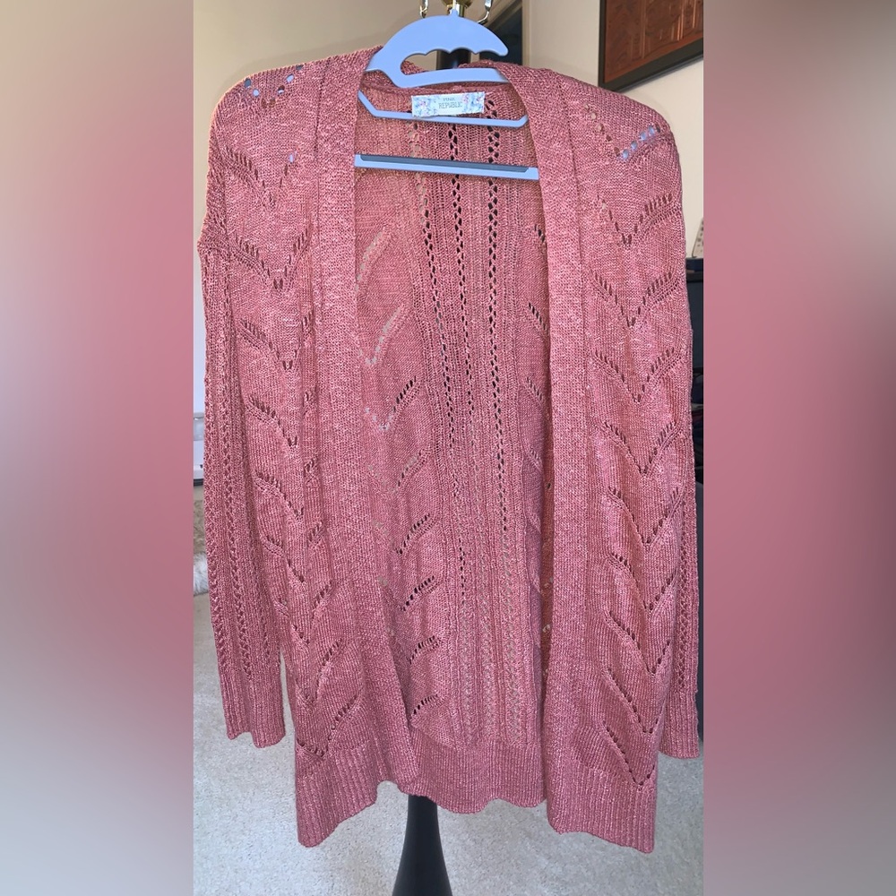 EUC Pink Republic Dusty Rose Open-Front Cardigan
